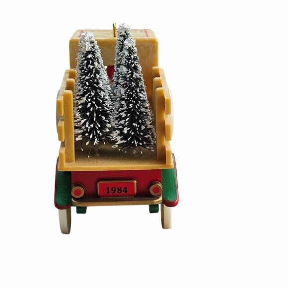 Hallmark 1984 Santa Claus Free Delivery Christmas Ornament Truck With Trees Vint - Picture 10 of 13